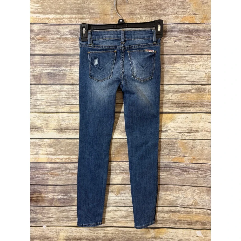 Hudson‎ Kids Girls Skinny Jeans Blue Distressed Colorblock Hem Size 10